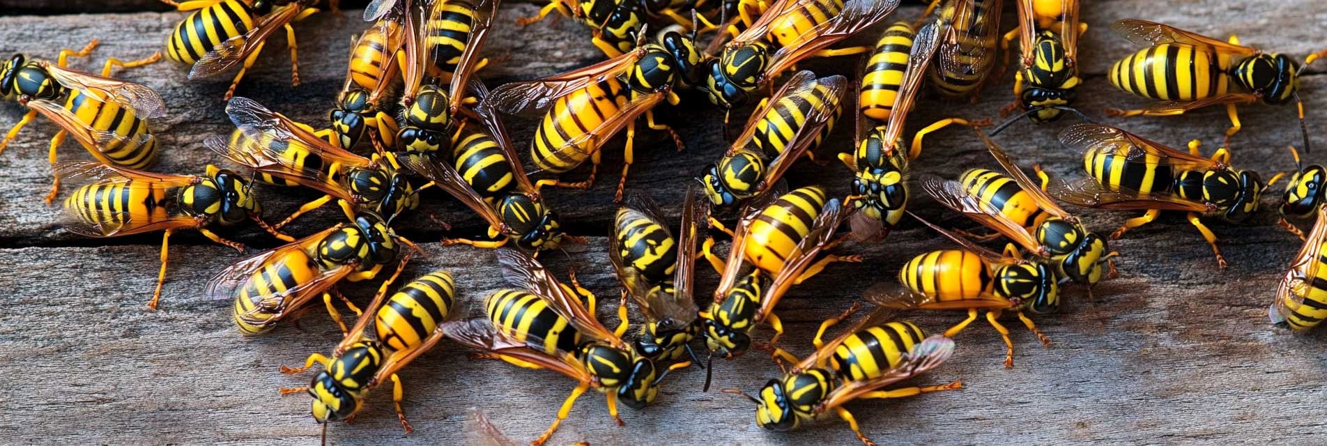 Professional wasp control technician in protective gear removing wasp nest safely